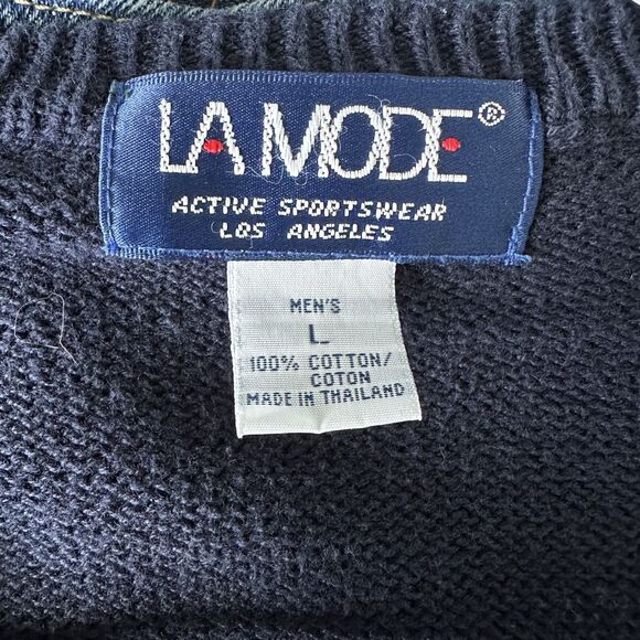 Vintage LA MODE Golf Sweater Mens L Navy Blue PGA Ryder Cup Oak Hill - Picture 7 of 12